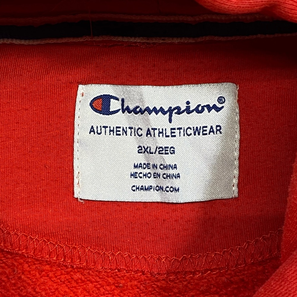 Champion Hoodie Sz 2XL Mens Red Streetwear Script Logo Pullover Shirt Sweatshirt - Picture 5 of 8